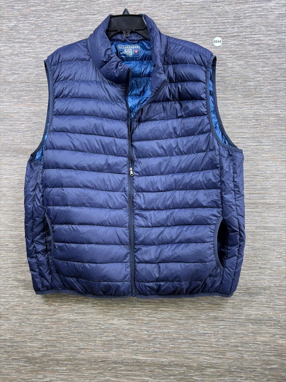 Saddlebred Vest Mens 2XL Blue Quilted Down Puffer Full Zip Lightweight Insulated
